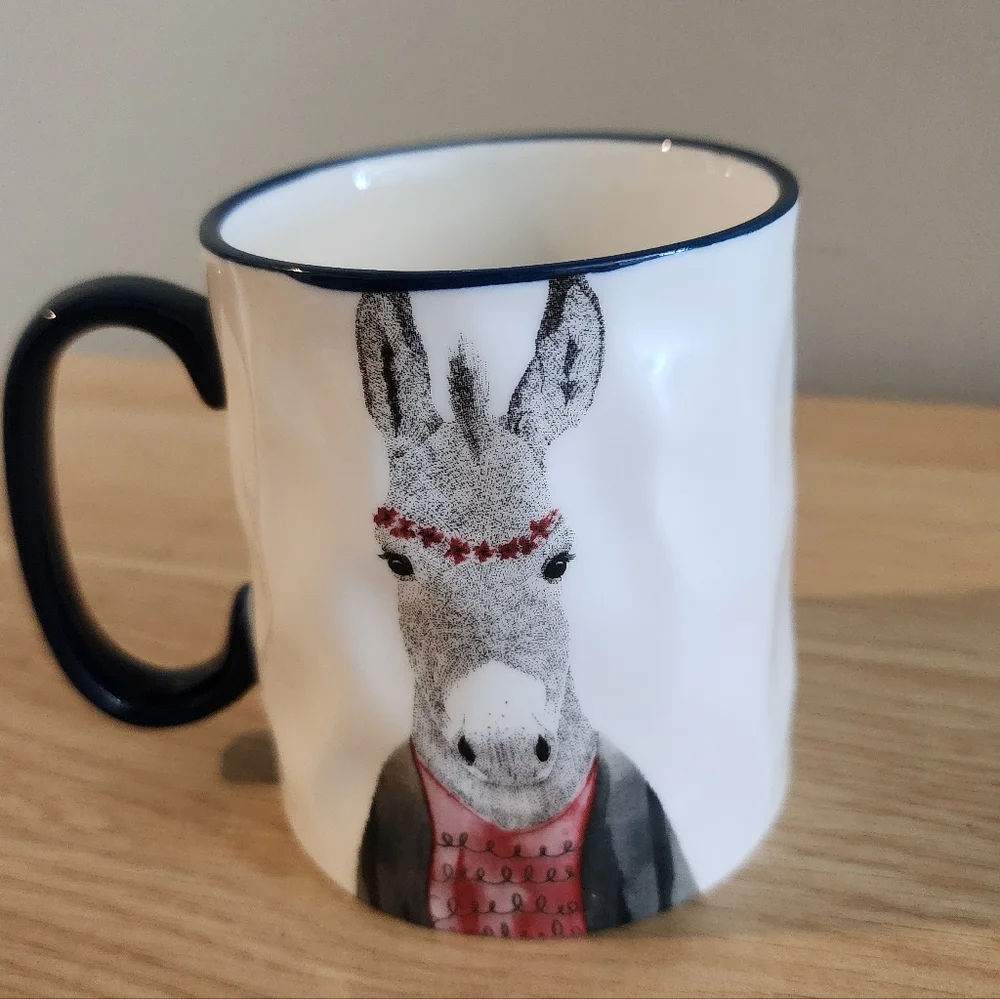 Signature Housewares Hipster Animal Donkey Mug Navy Handle